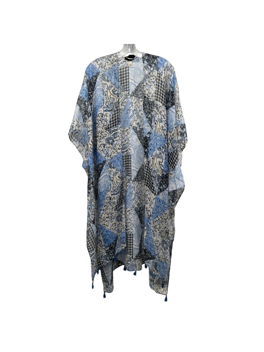 CATO Women's Blue/White Paisley Kimono Top Open Front One Size